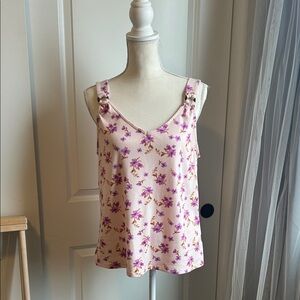 Y2K/Balletcore Style Floral Pink Sleeveless Top Size Large